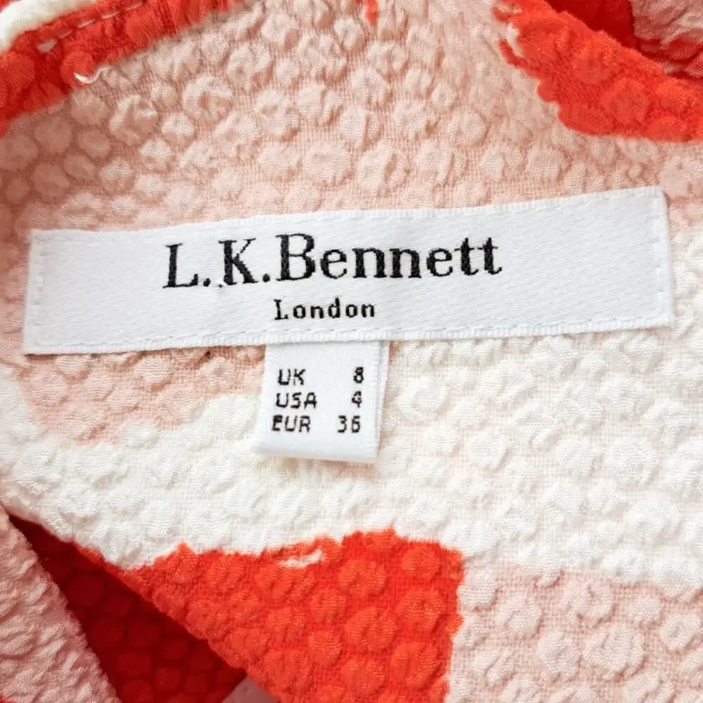 L.K. Bennett Nadine Textured Overlay Top Size Tomato Crop